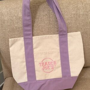 Trader Joe's Lavender and Cream Canvas Tote